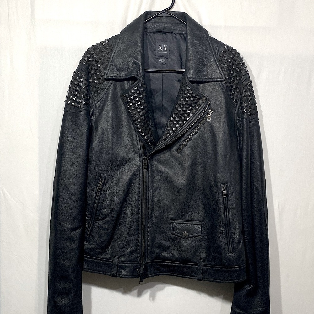 Limited Edition Armani Exchange Men’s Studded 100% Lamb Leather Jacket